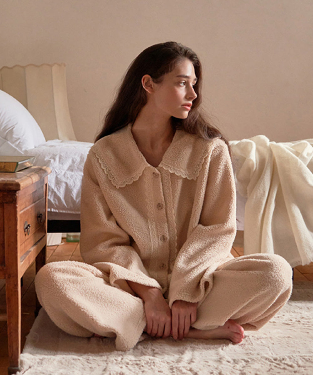 [ULLALA] Milklatte Long Sleeve Two-Piece PJ Set