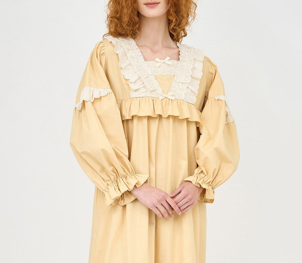 Louise Long Sleeve Nightdress Yellow