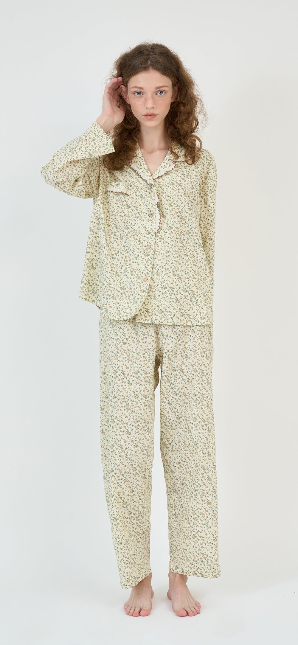 Delia Long Sleeve PJ Set Cream