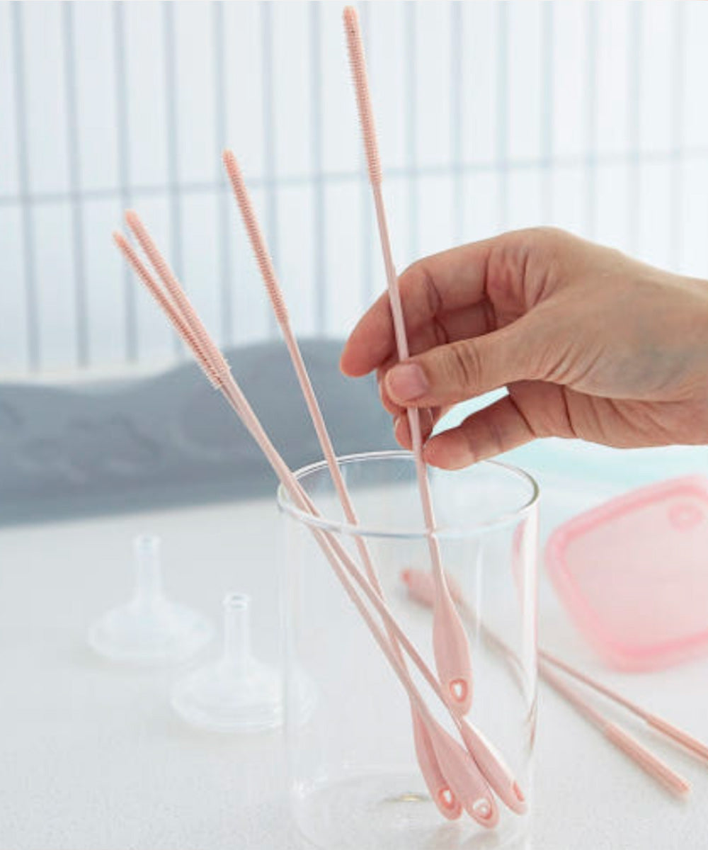 [SILIPOT] 3-Pack Silicone Straws + Cleaning Brush
